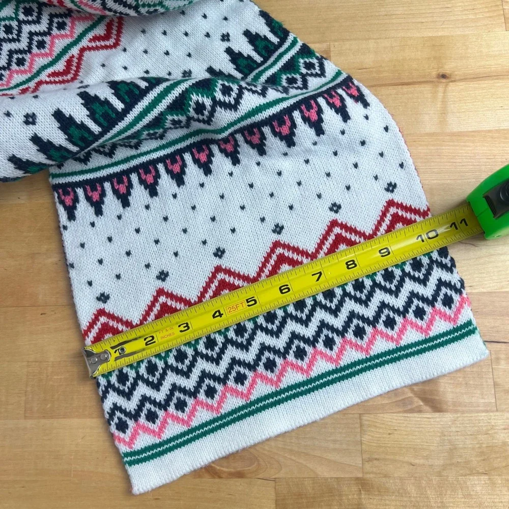 Gap Scarf Fair Isle‎ Scarf Unisex White Green Knit Holiday Winter Festive